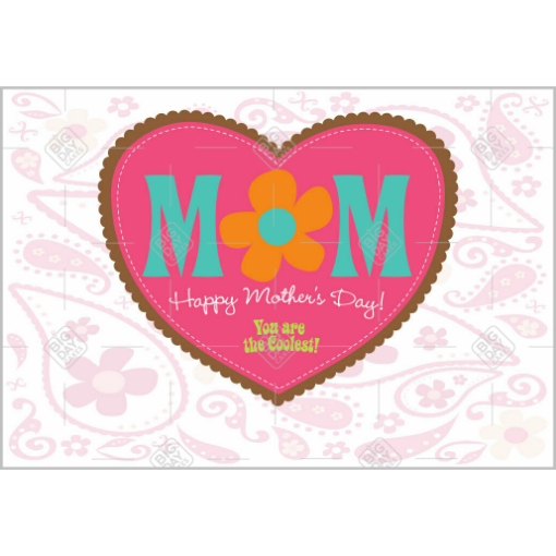 Mothers Day pink heart topper - landscape