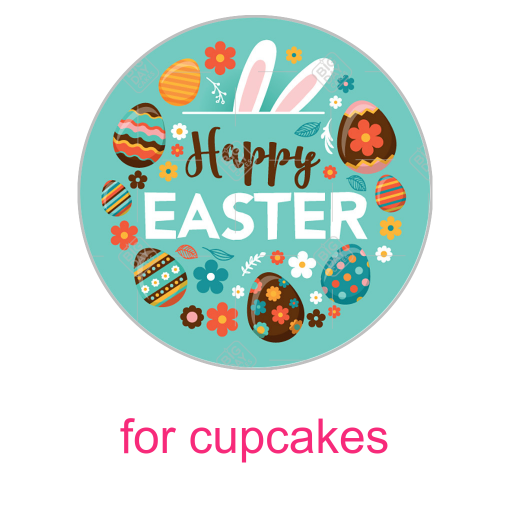 Happy Easter eggs and flowers topper - cupcakes