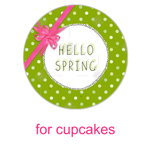 Spotty green spring topper - cupcakes